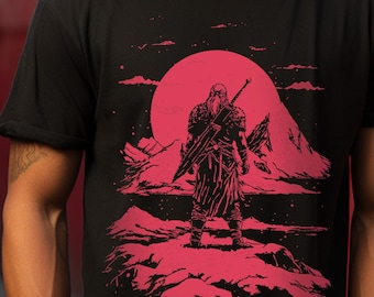 Koszulka z samurajskim wojownikiem, prezent dla gracza w stylu japońskim, wygodna koszulka w kolorach