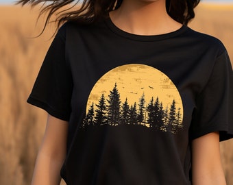 Tree Sky Camping Gift Comfort Colors Shirt, Nature lovers, Outdoor Romantic Tee, Big moon Adventure, Forest Lovers