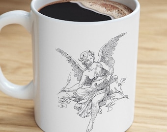 Ange vintage Mug Art vintage Idée cadeau, esthétique Ange Amour, inspiration Angélique, Mug cadeau Christian Chérubin