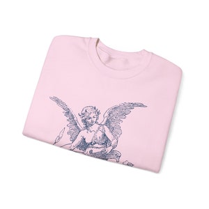 Vintage Angel Cherub Sweatshirt, Christian Religious Sweater, Artistic Designer Aesthetic, Angel Graphic Gift for Artists & Believers image 7