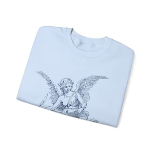 Vintage Angel Cherub Sweatshirt, Christian Religious Sweater, Artistic Designer Aesthetic, Angel Graphic Gift for Artists & Believers image 5