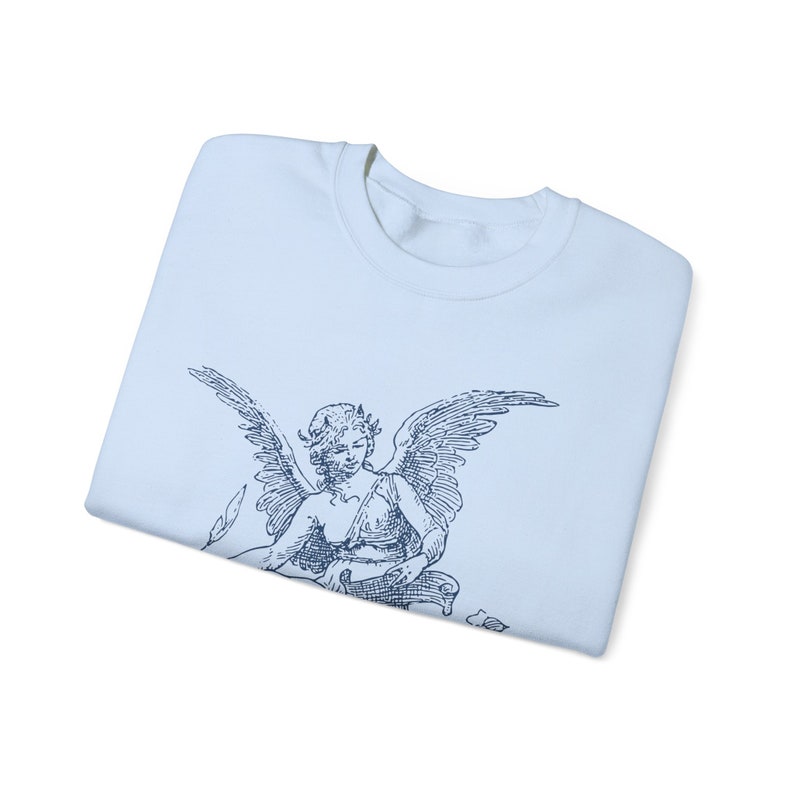 Vintage Angel Cherub Sweatshirt, Christian Religious Sweater, Artistic Designer Aesthetic, Angel Graphic Gift for Artists & Believers image 5