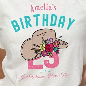 Cowgirl Custom T-Shirt for Birthday, Personalized Number and Name Funny Shirt, Cowgirls Birthday Club gift 21, 40, 45, 35, 21, 18, 17, 27