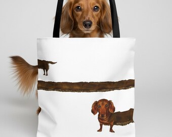 Bolsa de tecido divertida com estampa de dachshund, presente perfeito para amantes de cachorros salsicha.