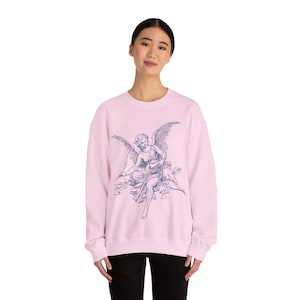 Vintage Angel Cherub Sweatshirt, Christian Religious Sweater, Artistic Designer Aesthetic, Angel Graphic Gift for Artists & Believers image 8