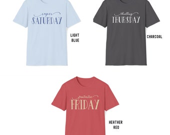 Weekdays Shirts Bundle, Teacher Gift Positive Tees, Sunday