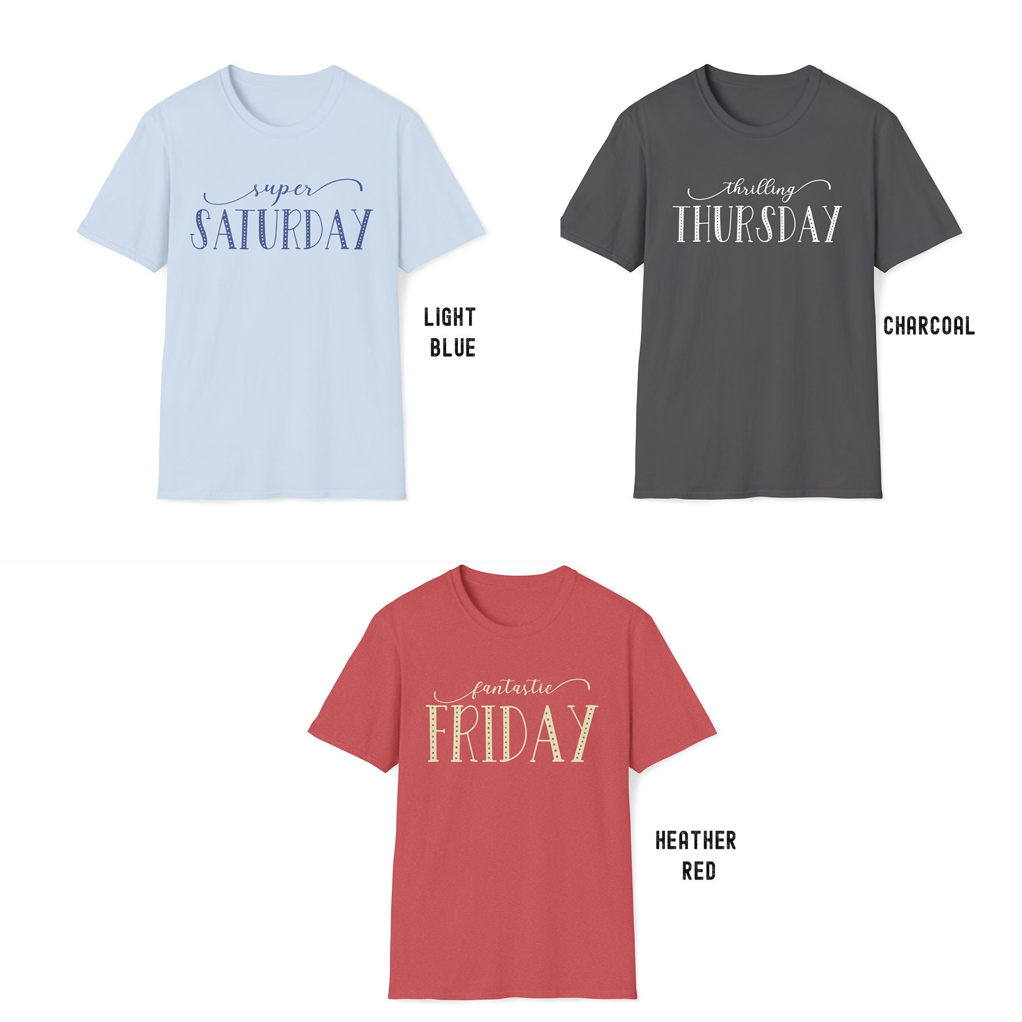 Weekdays Shirts Bundle, Teacher Gift Positive Tees, Sunday