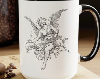 Taza de ángel querubín, inspiración angelical, taza estética de arte boho con alas de ángel, taza de amor de ángel, regalo cristiano artístico, idea de regalo de querubín