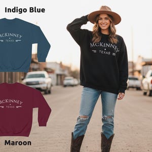 Suéter de McKinney, Texas. Diseño minimalista personalizado. Un regalo del lejano oeste de Texas.