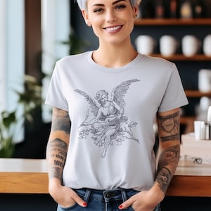 Angelic Sweatshirt, Angel gift for an Artist, Christian Cherub, Vintage inspired aesthetic wings, Artistic Shirt, Cute Gift for Designer