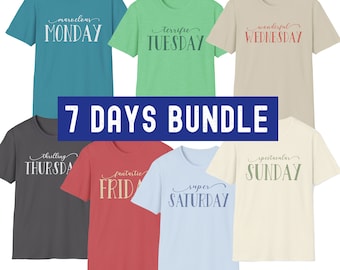 Weekdays Shirts Bundle, Teacher Gift Positive Tees, Sunday