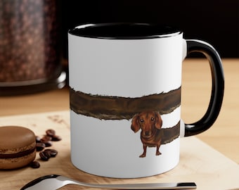 Taza con forma de perro salchicha, regalo divertido para dueños de perros salchicha, regalo de animales lindos, taza de café decorativa con diseño de salchicha de perro larga, 11 oz