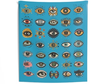 Eye Mystic Tapestry, Mysticism Third Eye Gift, Evil Eyes pattern, Mystic Retro Style, Spiritual Symbolism, Magical Gifts, Bygone Eras