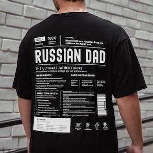 RUSSISCHES Papa Shirt Lustiges Geschenk für Papa, Witz Strichcode Etiketten Design, humorvoller Druck Vatertagsgeschenk, Shirt für Männer, russischer Papa Einzigartiges Geschenk
