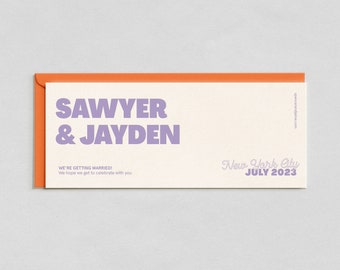 The LaLa Save the Dates: Letterpress Semi-Custom Wedding Invitation Save the Date Cards