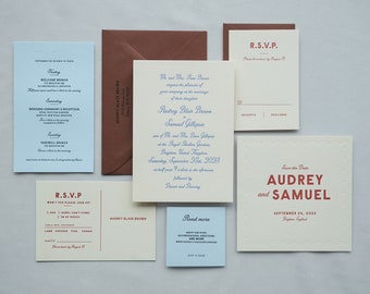 The Andie Wedding Invitation Suite | Full Semi Custom Suite, Letterpress