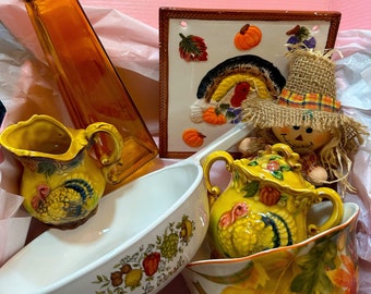 Vintage Fall Mystery Box Surprise Curated Random Home Décor Scarecrow Pumpkin Themed Leaves Seasonal Gifts Autumn
