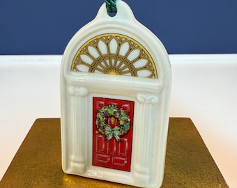 Vintage Belleck Pottery ‘Doors of Dublin’ Porcelain Christmas Ornament - Red Door 2000