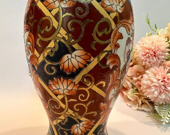 Vase Oriental Vintage Famille Rose – Jaune, Motif Oiseau Et Fleur, Porcelaine Asiatique