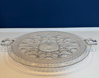 Vintage Imperial Glass Cape Cod Cake Platter 2-Handled Clear Server Extra Large