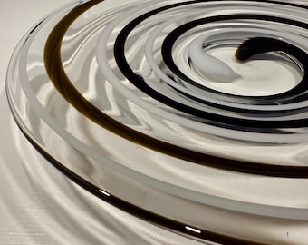 Vintage XL Swirl Art Glass 1980s Circular Serving Bowl