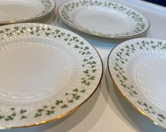 Vintage Royal Tara Trellis Ireland Porcelain Bone China Shamrock Bread Butter Plate Set 4