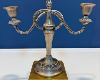 Antique Ianthe Silver Plate Candelabra - England 2-Armed Double Candle Stick Holder Twist