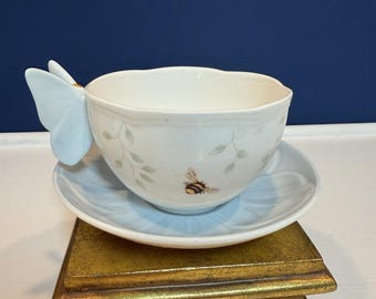 Lenox Teacup Butterfly Meadow 1999 Baby Blue 3D Figural Cute Cottagecore