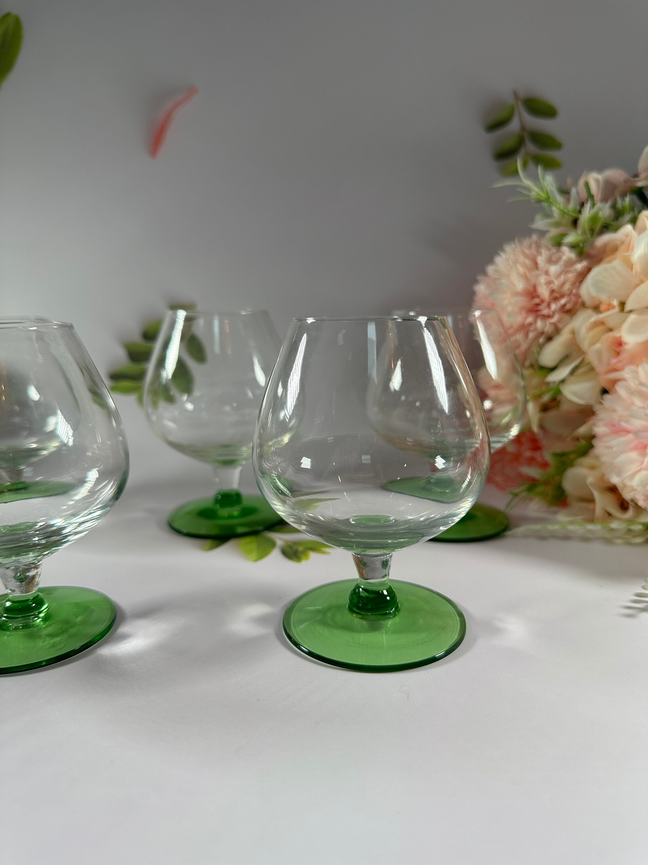 Vintage Mini Glass Snifters Cocktail 1970s Lime Green Small Etsy