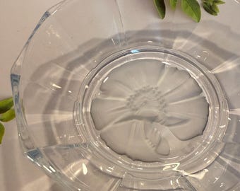 Vintage Cut Crystal Emanuel Ungaro Sasaki Art Bowl Small Carved Trinket Dish