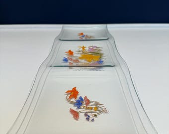 Vintage Mid-Century Modern Wavy Rectangular Glass Trinket Dish 1970s