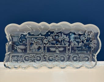 Vintage Gorham Crystal Holiday Traditions - North Pole Rectangle Platter