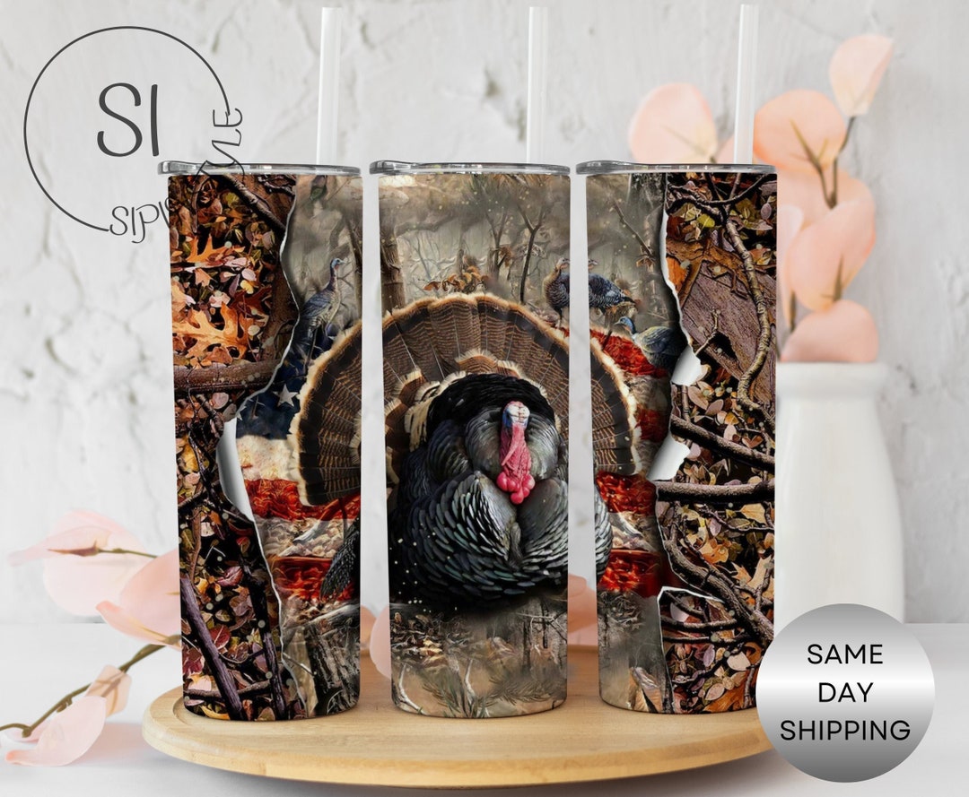 Turkey Hunting Tumbler, Turkey Hunting Gifts, Turkey Tumbler Cup With Straw, Turkey Hunting 20oz