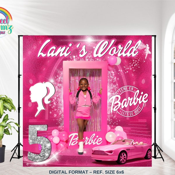 Barbie Doll Birthday Backdrop | Barbie Doll Banner Birthday | Girl Cute Hot Pink Doll Background | Photo Backdrop for Birthday Pink Decor