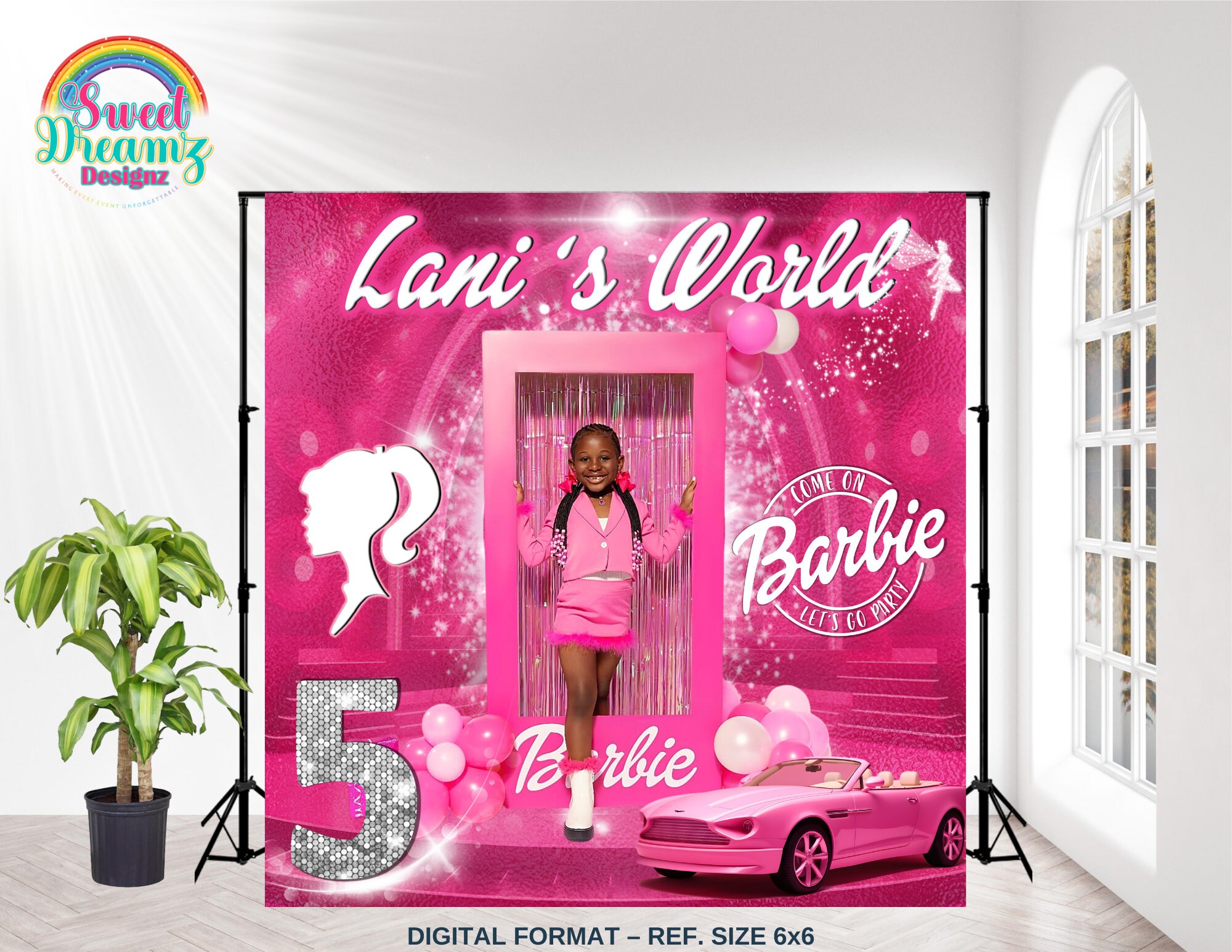 Barbie Doll Birthday Backdrop Barbie Doll Banner Birthday Girl Cute Hot Pink Doll Background Photo Backdrop for Birthday Pink