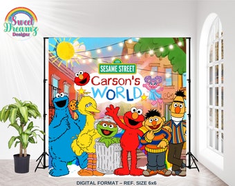 Sesame Steet Inspired Birthday Backdrop | Colorful Boy Birthday Banner | Cookie Monster Elmo Abby Cadabby| Photo Backdrop for Elmo's World