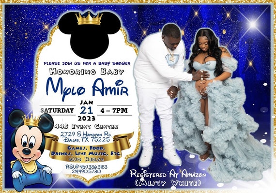 Prince mickey baby shower invitations sale