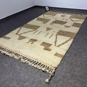 Handmade Beni Ourain Moroccan Wool Rug – Classic Neutral Design – Soft & Cozy Area Rug for Living Room, Bedroom