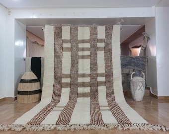 Handmade Berber Wool Rug - Striped Moroccan Carpet - Boho Minimalist Decor