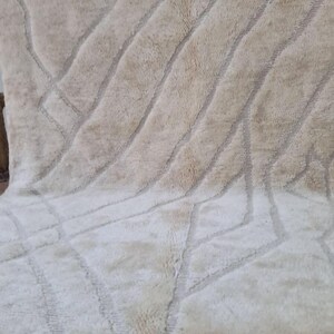 Neutral Moroccan Rug - Handmade Wool Carpet - Subtle Beige Geometric Design - Custom Sizes Available