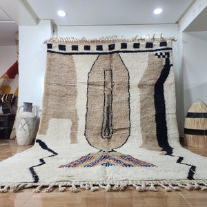 Handmade Berber Rug - Natural Wool - Abstract Earth-Tone Design - Moroccan Artisanal Carpet