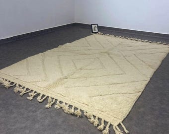Tapete de lã marroquina simples feito à mão – Tapete elegante neutro – Decoração moderna e versátil para casa