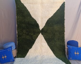 Alfombra de lana Beni Ourain hecha a mano: Alfombra marroquí abstracta