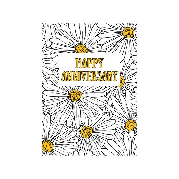 Daisy Floral Anniversary Card, Handmade Romantic Greeting Card for Couples, Wedding Anniversary Gift, Love Card