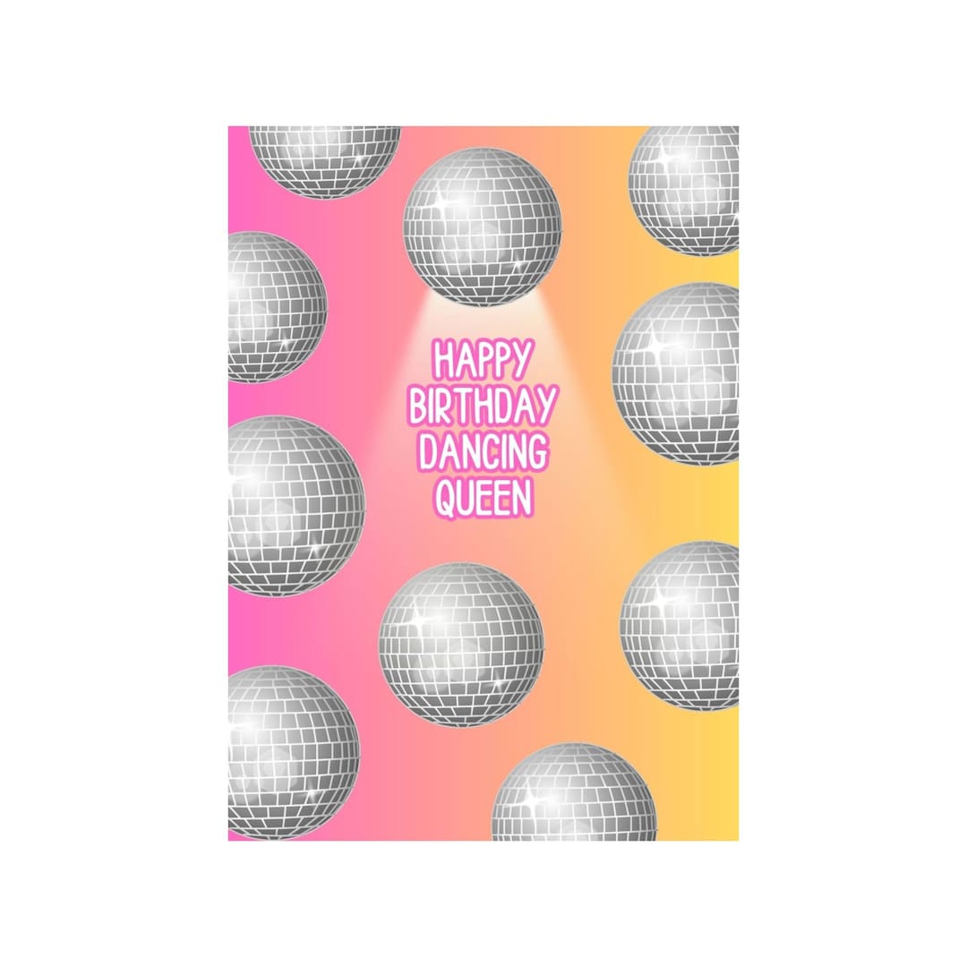 Disco Birthday Card, for Her, Dancing Queen Disco Ball, 70s Greeting