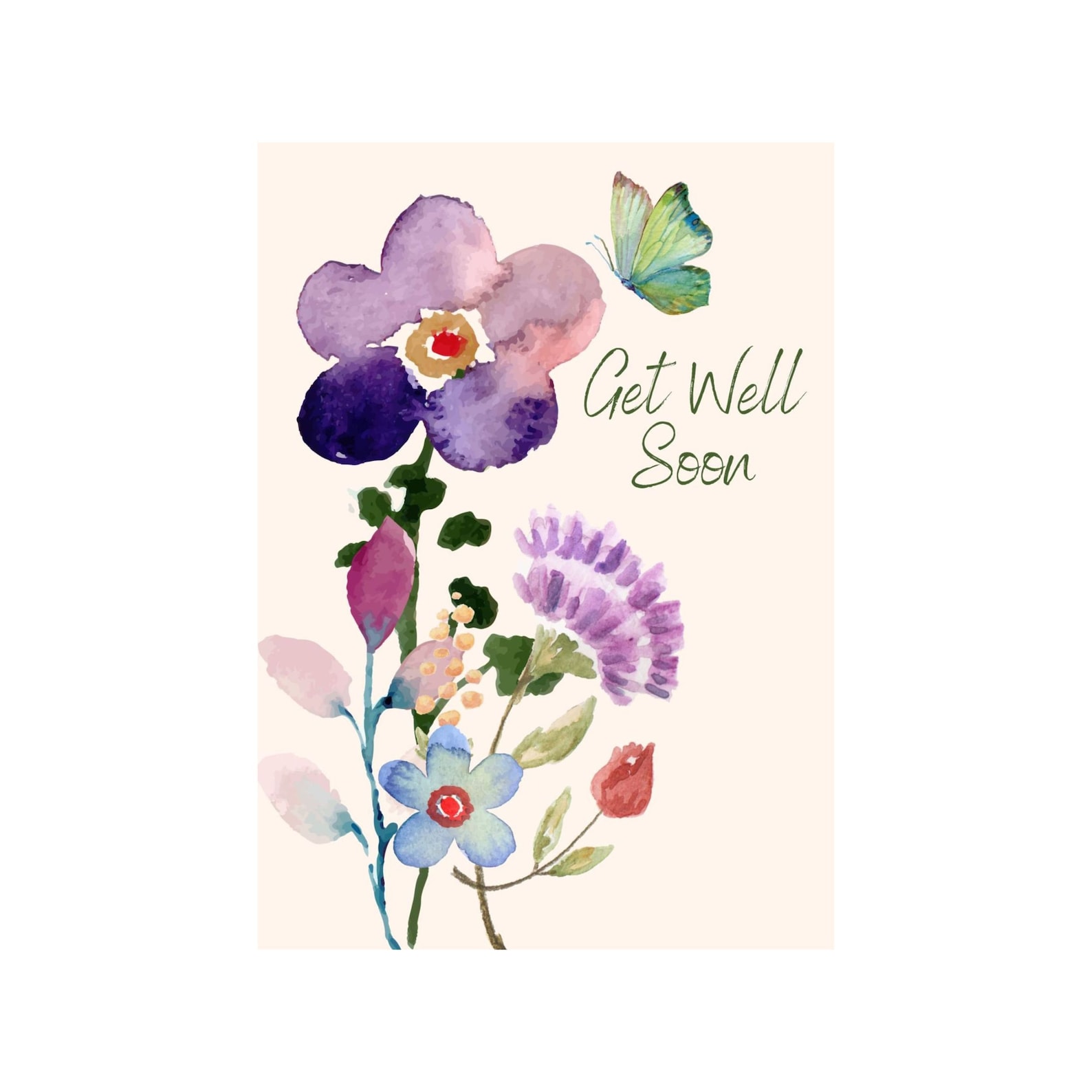 Watercolor Floral Get Well Soon Card Handmade Get Well Thoughtful 
