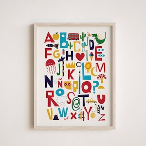 Spanish Alphabet Poster, ABC Alphabet Spanish Poster, Alphabet art, Español Alfabeto