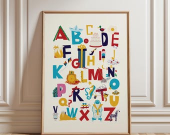ABC Poster – English Alphabet Poster – Hand-Drawn Illustration (V2)