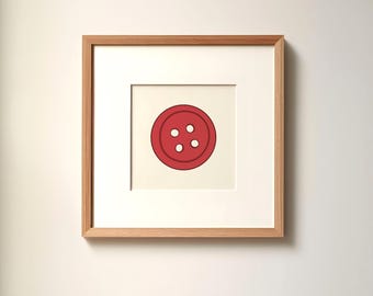 Red Button Art Poster (Square)
