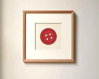 Red Button Art Poster (Square)